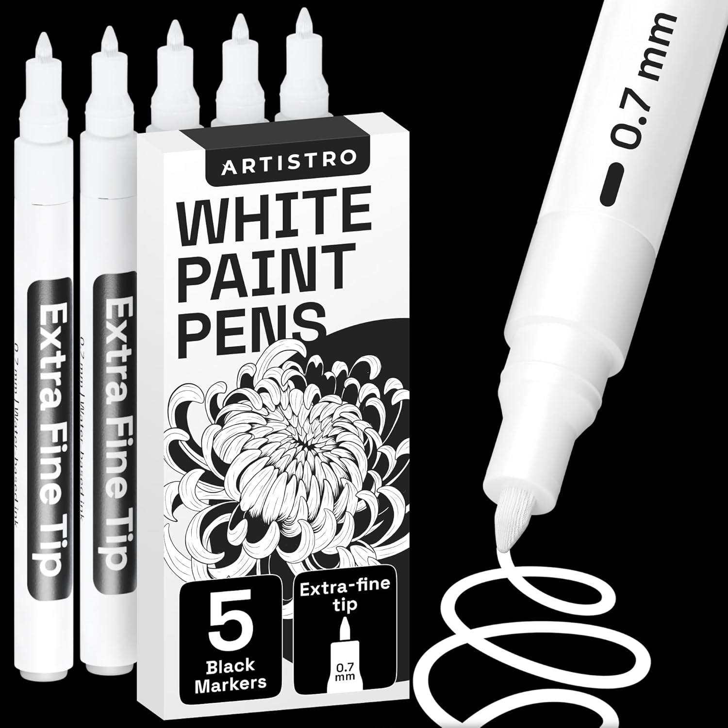 ARTISTRO White Paint Pens for Rock Painting, Stone, Ceramic, Glass, Wood – Set of 5 Extra Fine Tip
