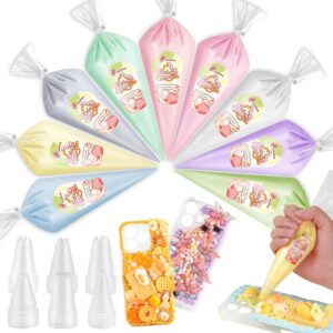 ColoPlay 9-Color Candy Palette Fake Whipped Cream Glue Kit – 9 x 100 g Resin Cream Gel + 6 Piping Tips for DIY Phone Case, Jewelry & Craft Decoration