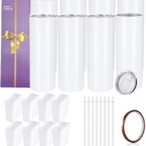 YOUKE OLA 8-Pack Sublimation Tumblers Bulk 20 oz White