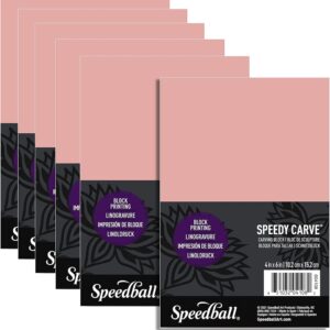 Speedball Speedy-Carve Premium Carving Blocks – Pink (4″ × 6″, 6-Pack)