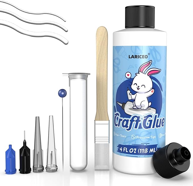 Premium Precision Craft Glue 4 oz – Clear Quick‑Dry Adhesive with 4 Interchangeable Precision Tips for Paper, Fabric & DIY Projects