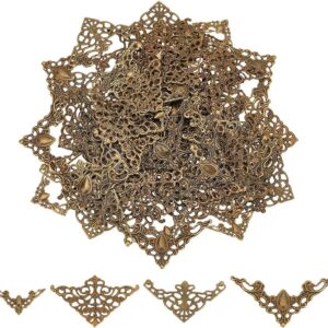 PH PandaHall 100 pcs Metal Book Corner Protectors – 4 Antique Tibetan Styles