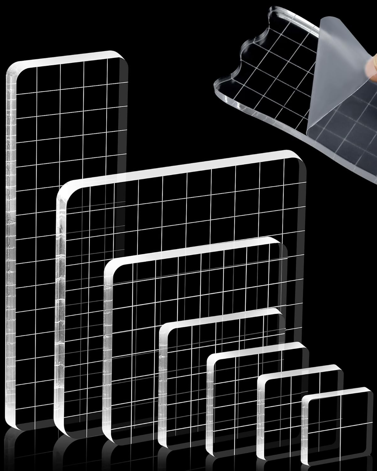 FIVEIZERO 7-Piece Acrylic Stamp Block Set (Assorted Sizes)
