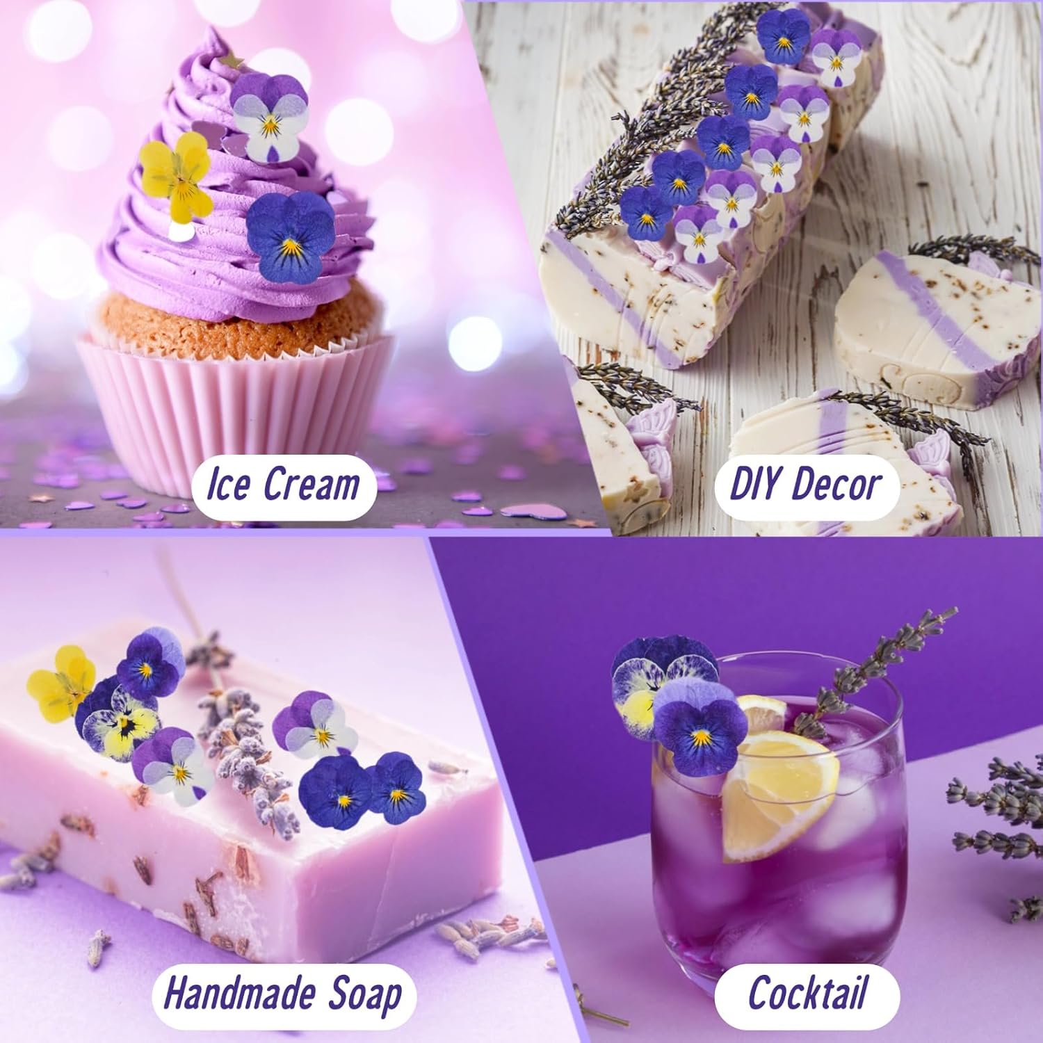 50 Pcs 8 Kinds Natural Dried Pressed Edible Flowers for Cake Topper - Image 3