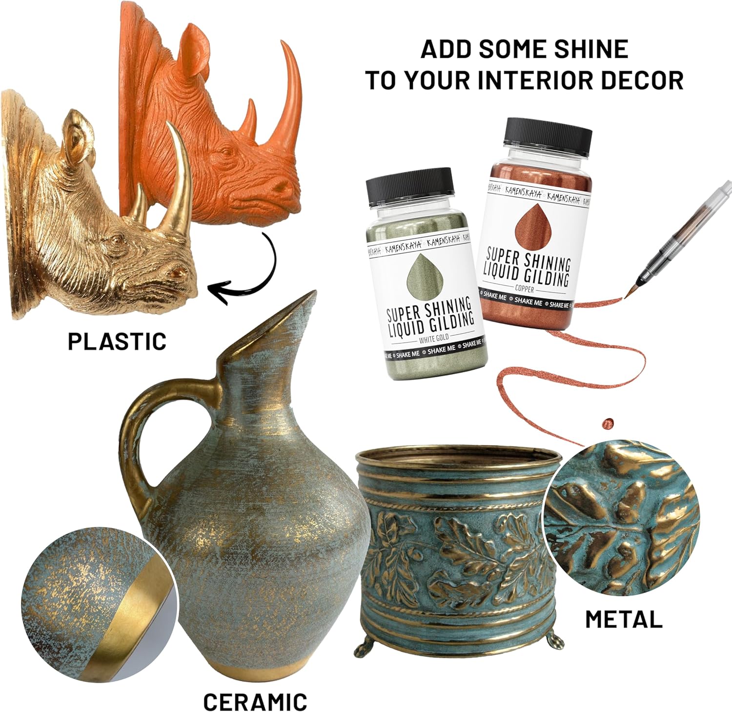 KAMENSKAYA Liquid Copper Leaf Paint – Alcohol-Based Fast-Drying Copper Liquid Leaf, 3.38 fl oz - Image 3