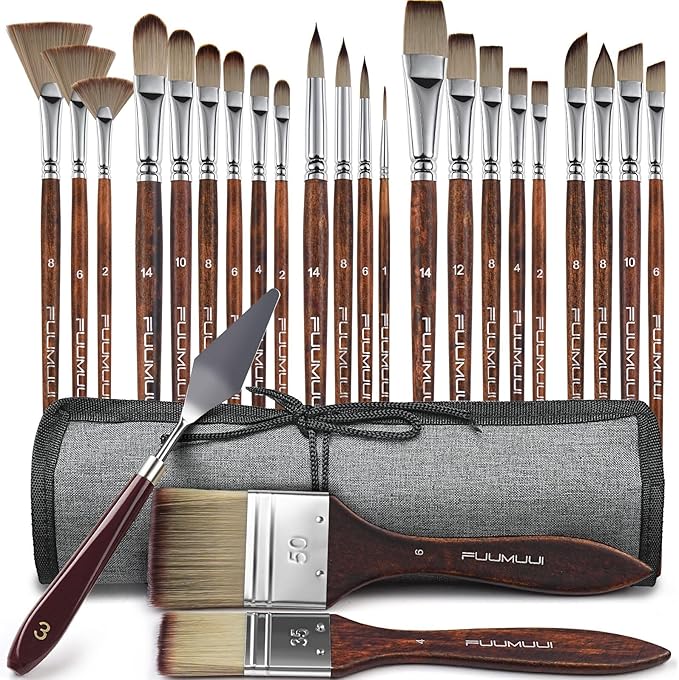 25-Piece Professional Synthetic Acrylic Brush Set