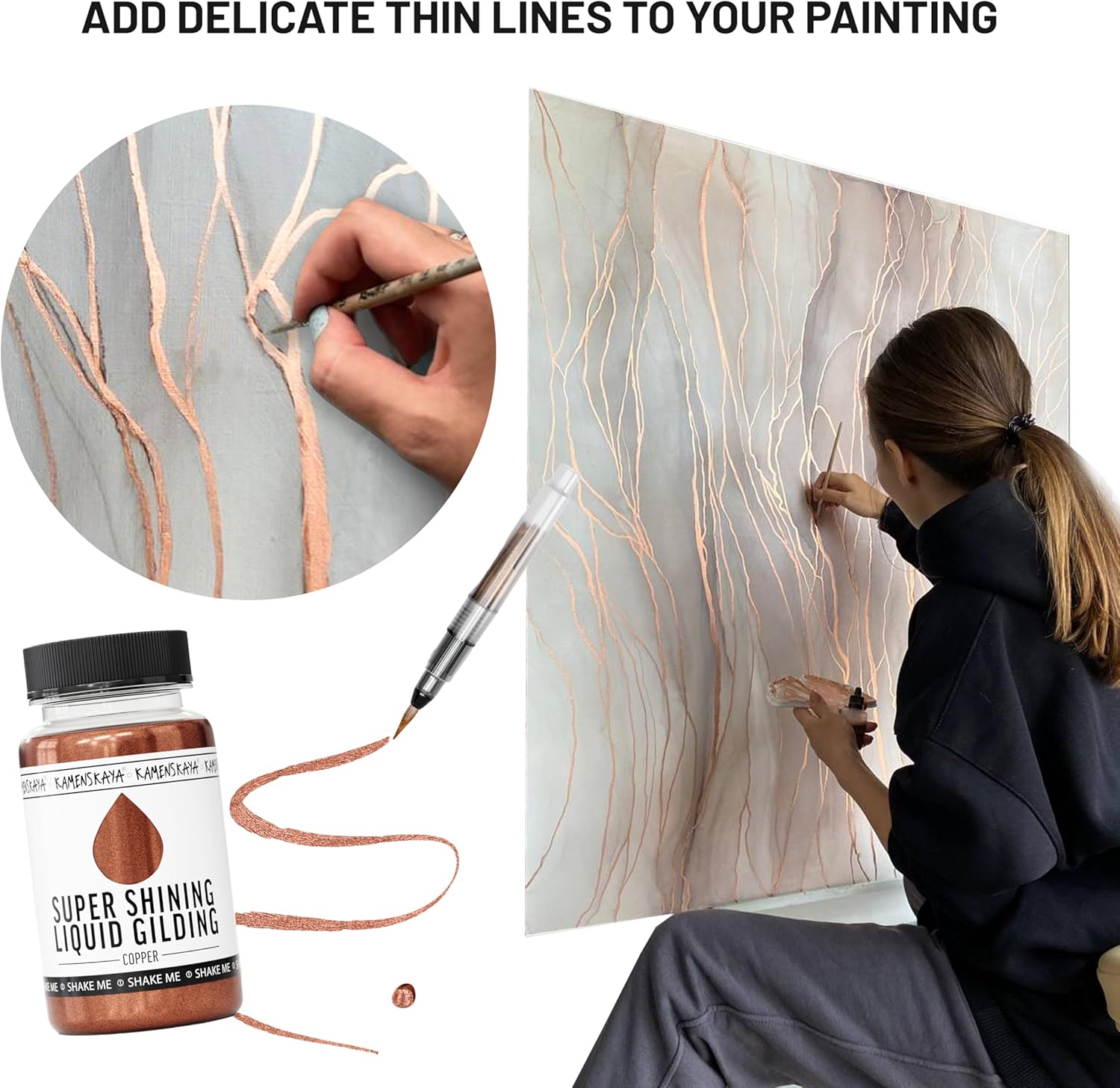 KAMENSKAYA Liquid Copper Leaf Paint – Alcohol-Based Fast-Drying Copper Liquid Leaf, 3.38 fl oz - Image 2