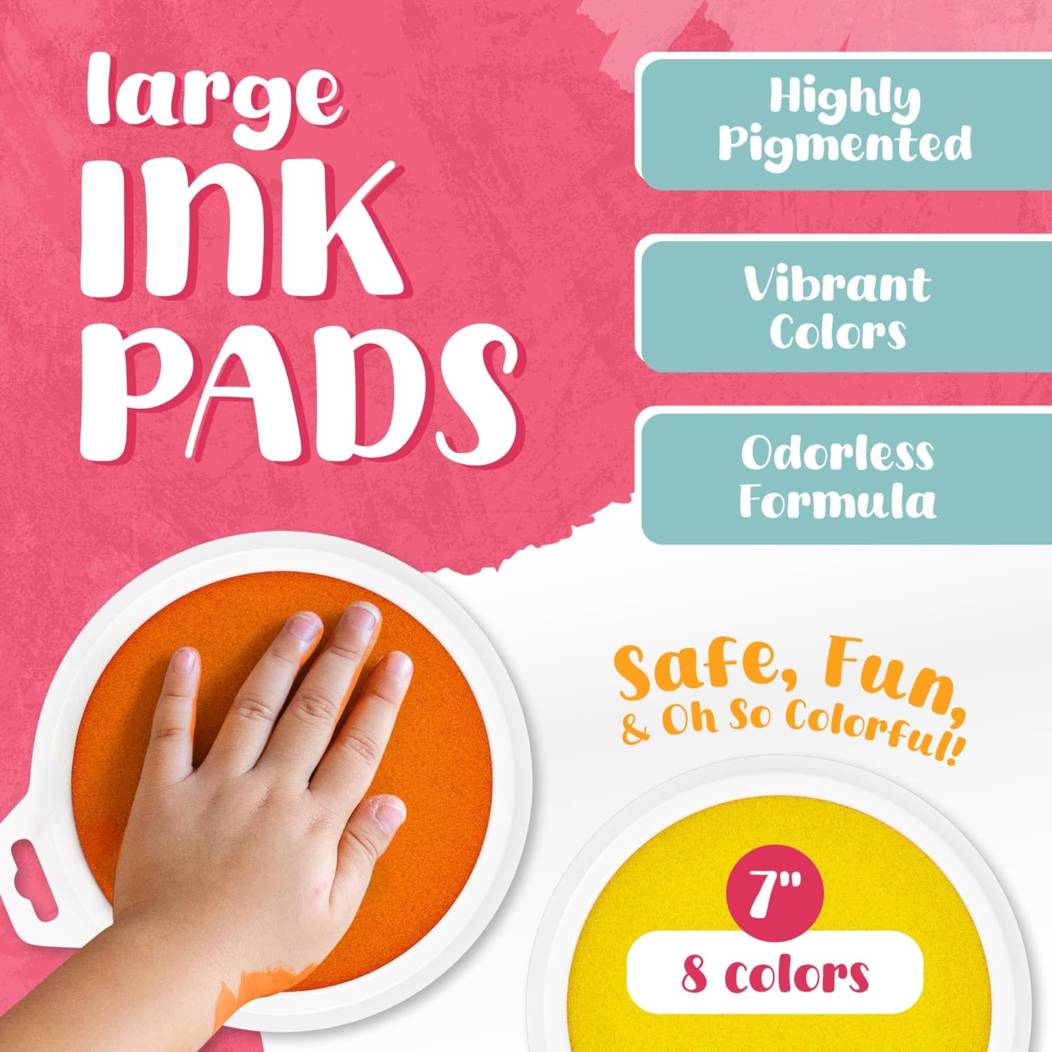 Davlan 8-Piece Large Washable Ink Pads Set (Handprint/Footprint Size) - Image 3