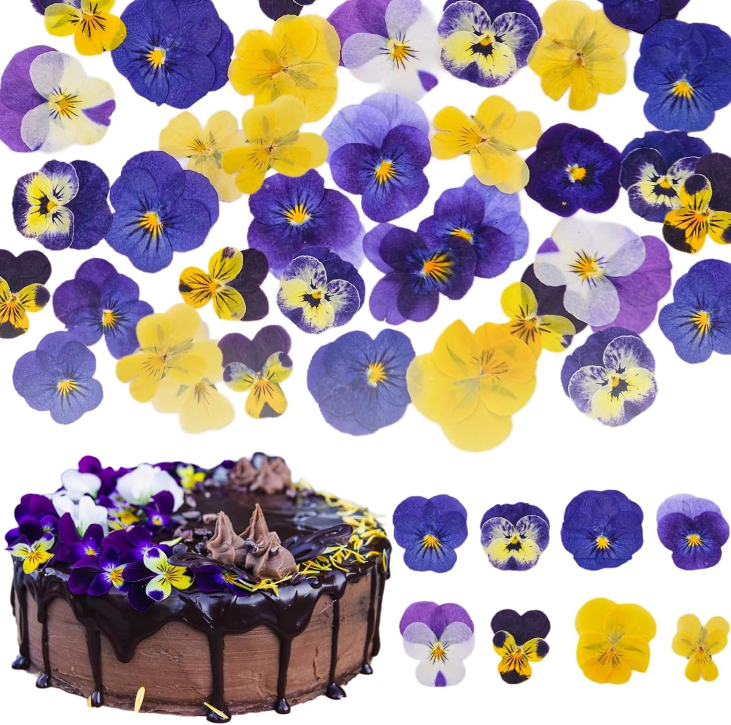 50 Pcs 8 Kinds Natural Dried Pressed Edible Flowers for Cake Topper