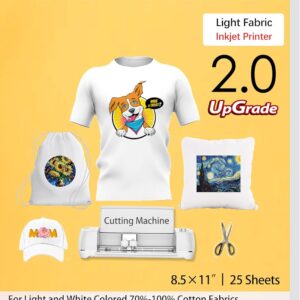 TransOurDream Upgraded Iron-On Heat Transfer Paper (25 Sheets, 8.5″×11″ Light Fabrics)