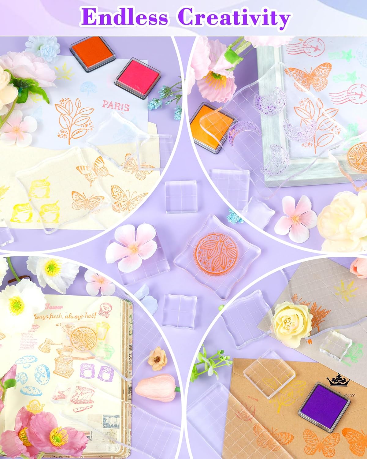 FIVEIZERO 7-Piece Acrylic Stamp Block Set (Assorted Sizes) - Image 3