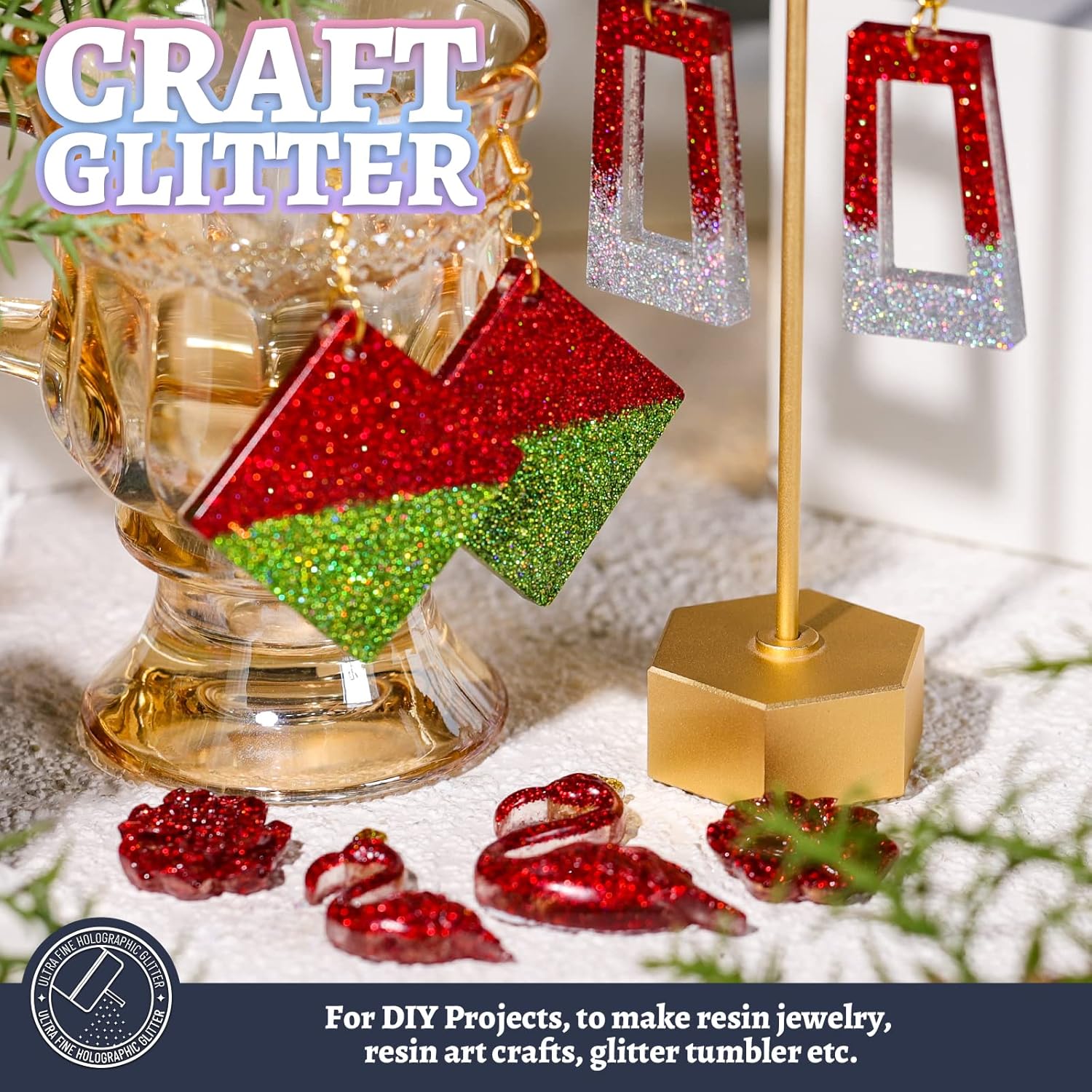 LEOBRO Holographic Ultra-Fine Red Glitter Powder 180 g (6.35 oz) - Image 3