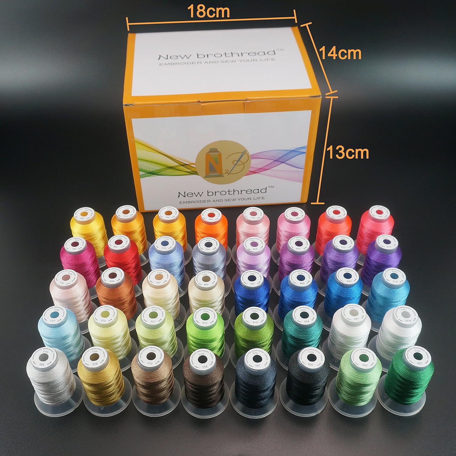 New brothread 40 Colors Polyester Embroidery Machine Thread Kit – 500 m Each Spool (550 yd) - Image 2