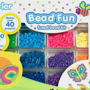Perler Bead Activity Kit & Storage Trays – 8000 Multicolor Beads + 4 Pegboards + 2 Trays + Ironing Paper + Idea Booklet