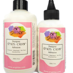 Art Glitter Designer Dries Clear Adhesive – 8 oz Refill & 4 oz with Applicator Tip (Multicolor)