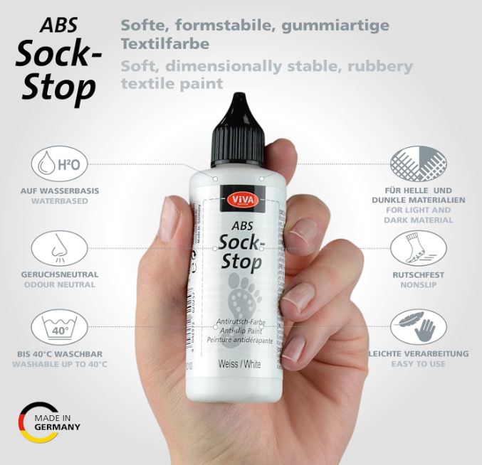 VIVA DECOR Sock Stop Non-Slip Fabric Paint – 4 × 3.04 fl oz (Clear/Black/White/Gray)