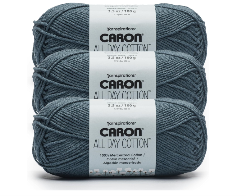 Caron All Day Cotton Yarn – Mercerized 100% Cotton (3-Pack, 173 Yards / 3.52 oz each)