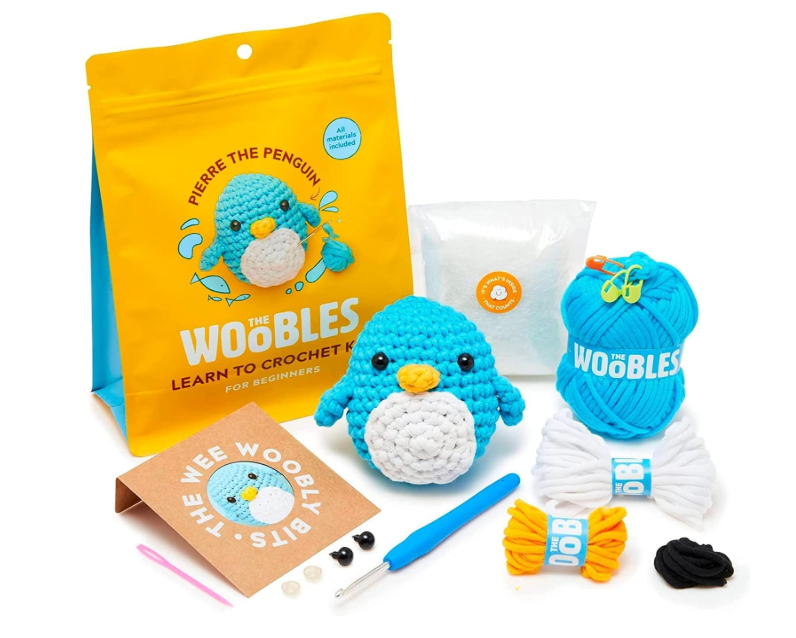 The Woobles Crochet Kit for Beginners – Easy Arts & Crafts Knitting & Crochet Animals Kit “Pierre the Penguin”