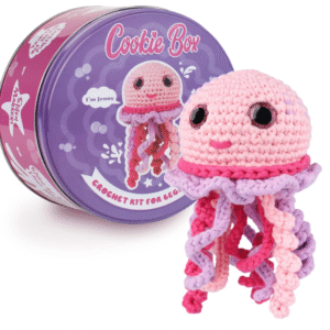 Cookie Box Crochet Kit for Beginners – Jellyfish Jenny Amigurumi Plushie Starter Kit