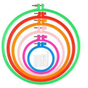 Phinus Embroidery Hoop Set – 6-Piece Plastic Hoops (3.6″-10.7″) with Needles