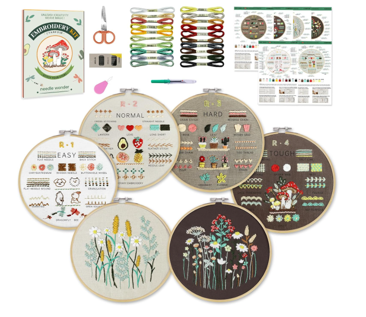 CYANFOUR 6-Stage Embroidery Kit for Beginners – All-In-One Craft Box