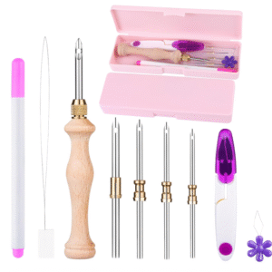 Cheloment 2-Set Punch Needle Kit with Storage Box & Adjustable Needles