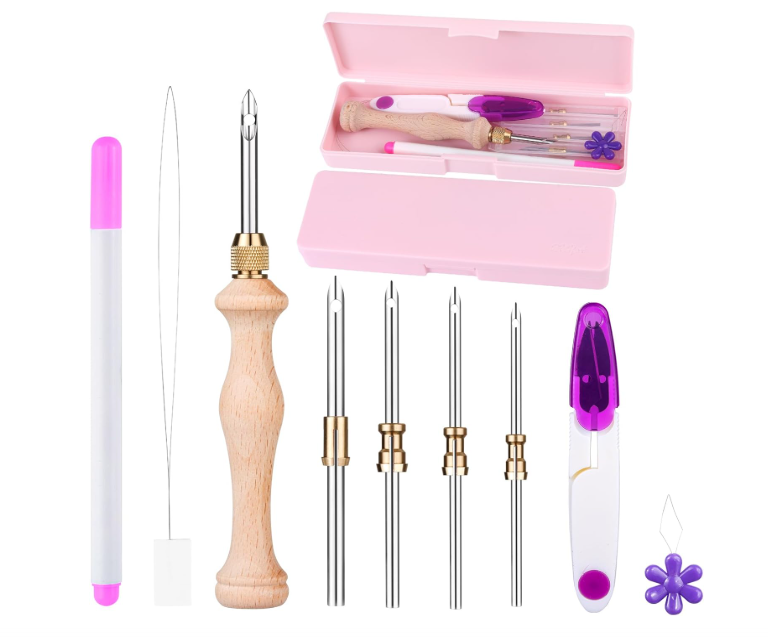 Cheloment 2-Set Punch Needle Kit with Storage Box & Adjustable Needles