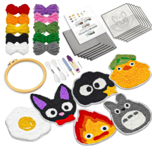 PUNICA Punch Needle Kit for Beginners – 6 Cartoon Coaster Designs (Complete Set)