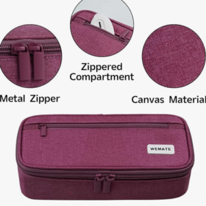 WEMATE Large Capacity Pencil Case – Up to 80 Pencils, Canvas Zippered Organizer (9″ × 4.3″ × 2.4″)