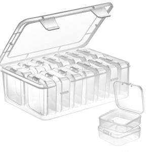Mathtoxyz Small Bead Organizers – 15 Pieces Plastic Storage Cases Clear Boxes with Hinged Lid
