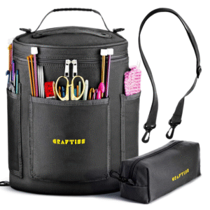 CRAFTISS Knitting Yarn Storage Bag – Durable Canvas Yarn Storage Organizer for Crochet & Knitting Accessories