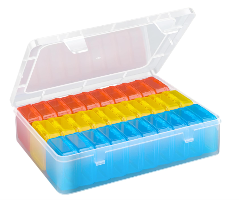 Mathtoxyz Bead Organizer Box – 31 Pieces Clear Plastic Containers Set (1 large outer box + 30 small inner boxes)