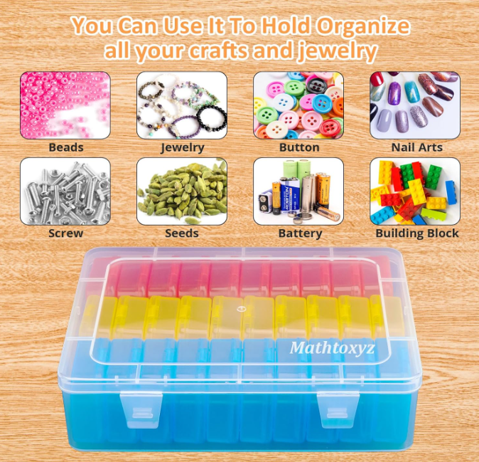 Mathtoxyz Bead Organizer Box – 31 Pieces Clear Plastic Containers Set (1 large outer box + 30 small inner boxes) - Image 3