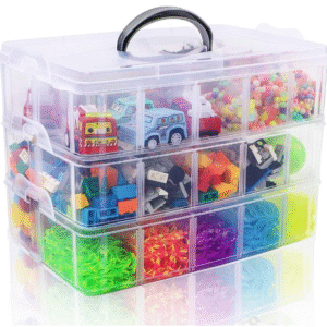 SGHUO 3‑Tier Stackable Storage Container Box – 30 Adjustable Compartments
