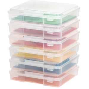 IRIS USA Board Game / Craft Organizer Box with Snap‑Tight Latch Lid, 6‑Pack