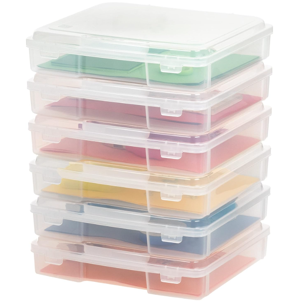 IRIS USA Board Game / Craft Organizer Box with Snap‑Tight Latch Lid, 6‑Pack