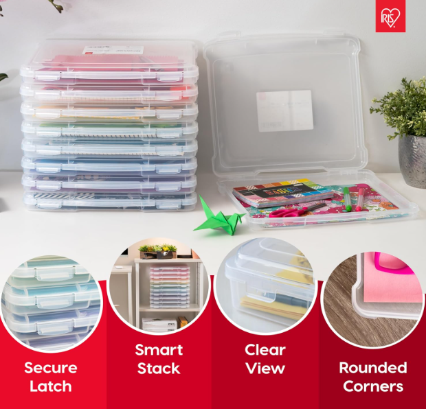 IRIS USA Board Game / Craft Organizer Box with Snap‑Tight Latch Lid, 6‑Pack - Image 4