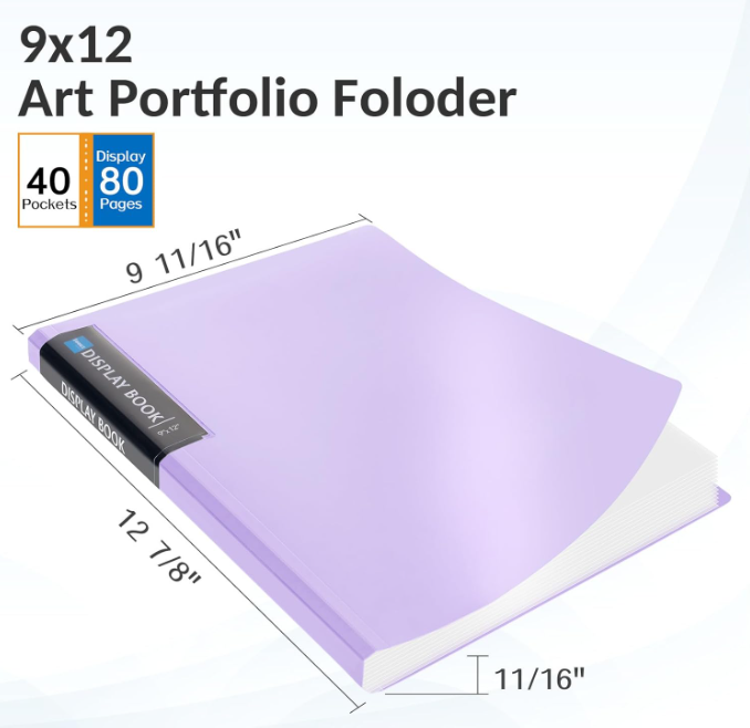 Sooez Art Portfolio 9″×12″ – 4‑Pack Large Capacity Display Folder with 40 Pockets Each - Image 2