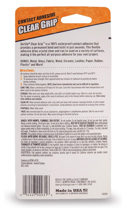 Gorilla Clear Grip Contact Adhesive, 3 oz - Image 2