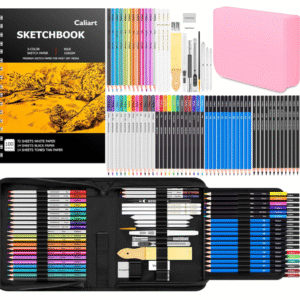 Caliart 176 PCS Art Supplies Sketching Kit with 100 Sheets 3-Color Sketch Pad
