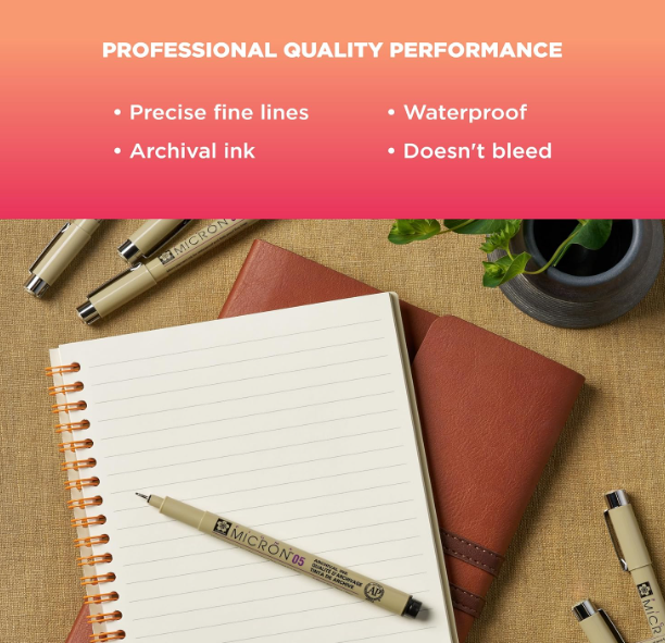 Sakura Pigma Micron Fineliner Pens – Archival Black Ink, Assorted Sizes (6-Pack) - Image 3