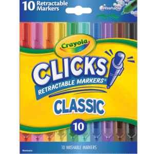Crayola Clicks Washable Markers Retractable Tip – 10 Count (Multicolour)