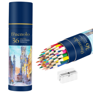 finenolo 36 Colouring Pencils with Sharpener, Hexagonal Oil-Based Coloured Pencils Set