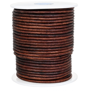 GENIQUE Real/Genuine Round Leather Cord 2 mm × 20 m (Antique Brown)