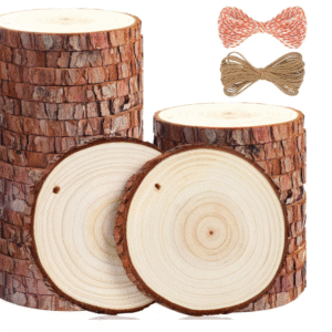 5ARTH Natural Wood Slices – 30 pcs (3.5″‑4″)