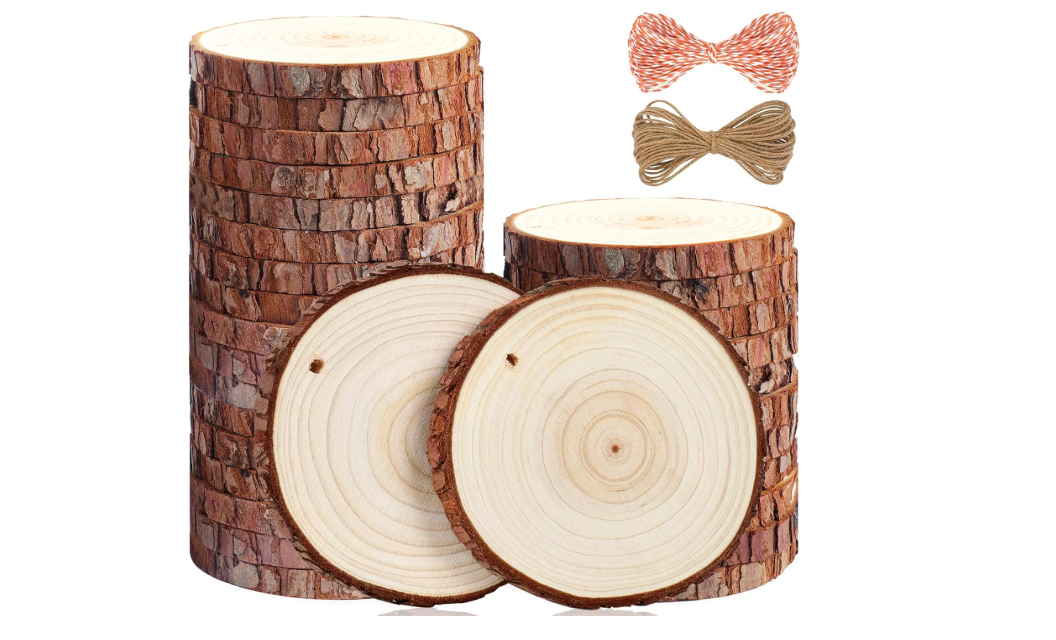 5ARTH Natural Wood Slices – 30 pcs (3.5″‑4″)