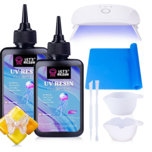 LET’S RESIN UV Resin Kit with Lamp, 200g Crystal Clear & Low Odor