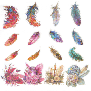 Ychsring Sparkly Fantasy Feather Stickers – 30 Pcs