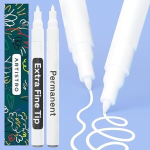 ARTISTRO White Permanent Marker – Set of 2 (0.7 mm Extra Fine Tip)